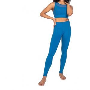NEW BODY WRAPPERS recycled polyester legging with mesh insert in cobalt